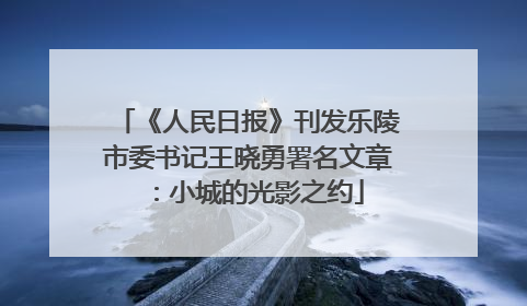 《人民日报》刊发乐陵市委书记王晓勇署名文章：小城的光影之约