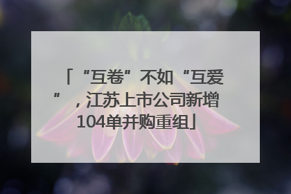 “互卷”不如“互爱”，江苏上市公司新增104单并购重组