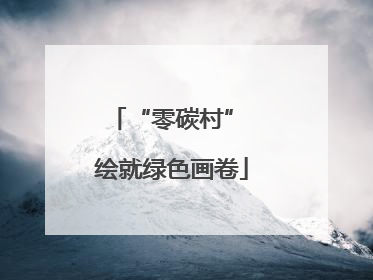 “零碳村” 绘就绿色画卷