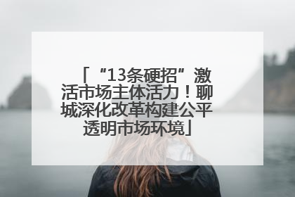 “13条硬招”激活市场主体活力！聊城深化改革构建公平透明市场环境