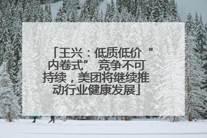 王兴：低质低价“内卷式” 竞争不可持续，美团将继续推动行业健康发展