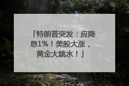 特朗普突发：应降息1%！美股大涨，黄金大跳水！