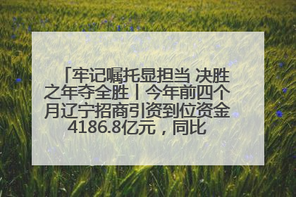 牢记嘱托显担当 决胜之年夺全胜丨今年前四个月辽宁招商引资到位资金4186.8亿元，同比增长17.4%