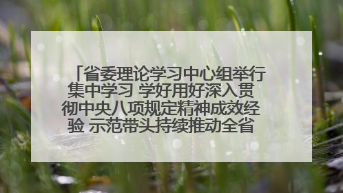 省委理论学习中心组举行集中学习 学好用好深入贯彻中央八项规定精神成效经验 示范带头持续推动全省学习教育走深走实
