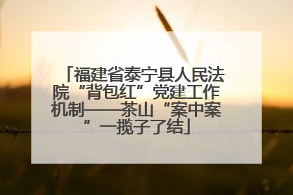 福建省泰宁县人民法院“背包红”党建工作机制——茶山“案中案”一揽子了结