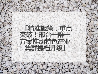 精准施策，重点突破！邢台一群一方案推动特色产业集群提档升级