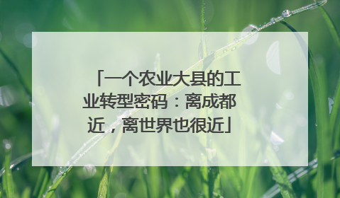 一个农业大县的工业转型密码：离成都近，离世界也很近