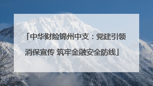 中华财险锦州中支：党建引领消保宣传 筑牢金融安全防线