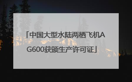中国大型水陆两栖飞机AG600获颁生产许可证