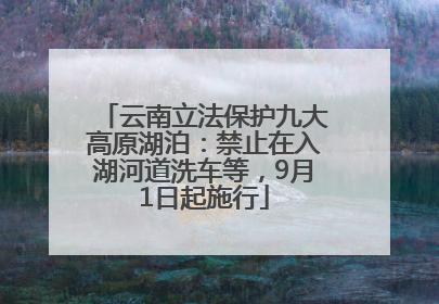 云南立法保护九大高原湖泊：禁止在入湖河道洗车等，9月1日起施行