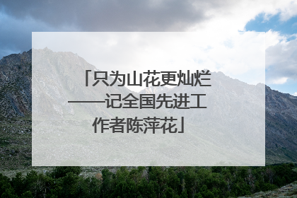 只为山花更灿烂——记全国先进工作者陈萍花