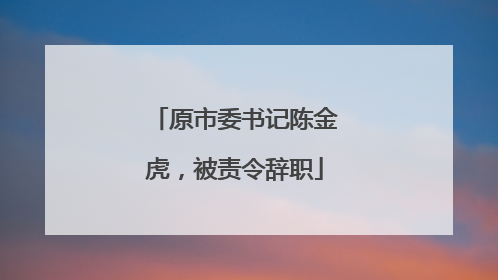 原市委书记陈金虎，被责令辞职