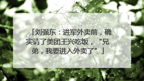 刘强东：进军外卖前，确实请了美团王兴吃饭，“兄弟，我要进入外卖了”