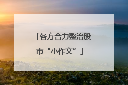 各方合力整治股市“小作文”