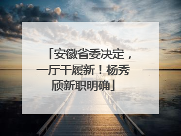 安徽省委决定，一厅干履新！杨秀颀新职明确