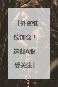 外资继续加仓！这些A股受关注