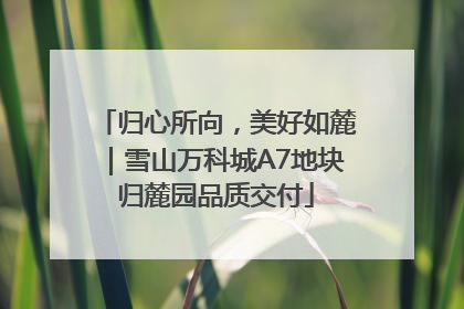 归心所向，美好如麓｜雪山万科城A7地块归麓园品质交付