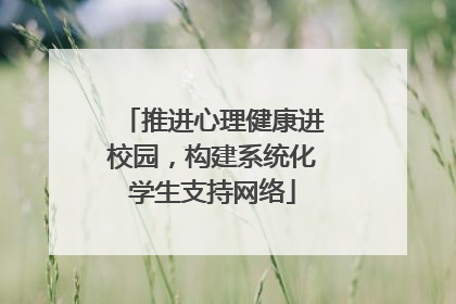 推进心理健康进校园，构建系统化学生支持网络