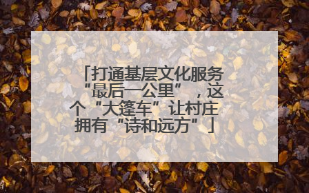 打通基层文化服务“最后一公里”，这个“大篷车”让村庄拥有“诗和远方”