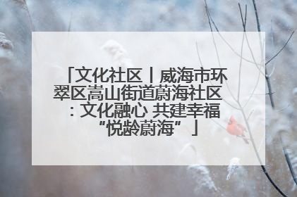文化社区丨威海市环翠区嵩山街道蔚海社区：文化融心 共建幸福“悦龄蔚海”