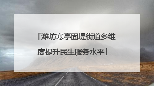 潍坊寒亭固堤街道多维度提升民生服务水平