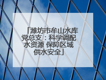 潍坊市牟山水库党总支：科学调配水资源 保障区域供水安全