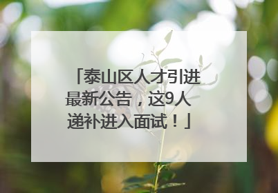 泰山区人才引进最新公告，这9人递补进入面试！