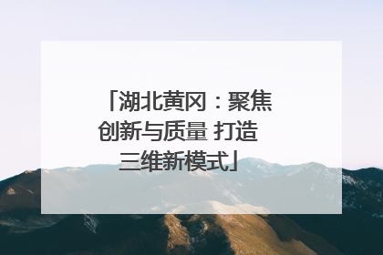 湖北黄冈：聚焦创新与质量 打造三维新模式