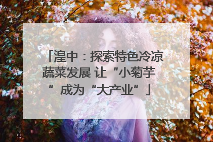 湟中：探索特色冷凉蔬菜发展 让“小菊芋”成为“大产业”
