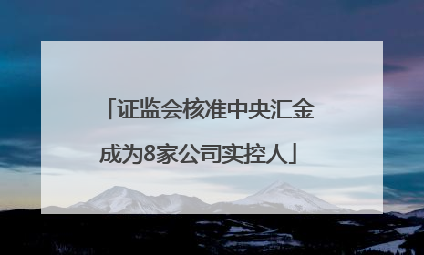 证监会核准中央汇金成为8家公司实控人