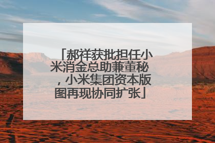 郝祥获批担任小米消金总助兼董秘，小米集团资本版图再现协同扩张