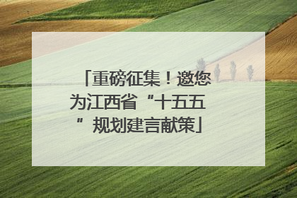 重磅征集！邀您为江西省“十五五”规划建言献策