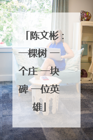 陈文彬：一棵树 一个庄 一块碑 一位英雄