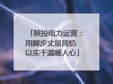 陕投电力运营：用脚步丈量民情 以实干温暖人心