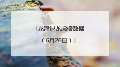 龙津退龙虎榜数据（6月26日）