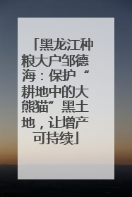 黑龙江种粮大户邹德海：保护“耕地中的大熊猫”黑土地，让增产可持续