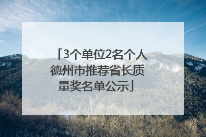 3个单位2名个人 德州市推荐省长质量奖名单公示