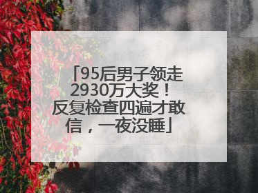 95后男子领走2930万大奖！反复检查四遍才敢信，一夜没睡